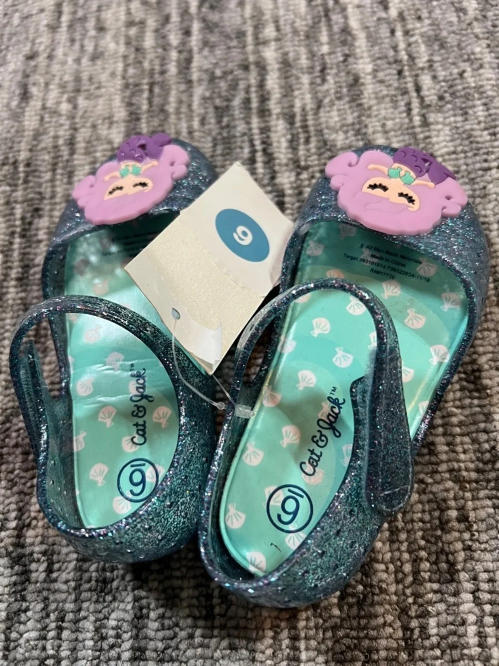 Cat & Jack - Kids Glitter Mermaid Mary Jane Shoes Size 6